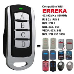 For ERREKA Remote Control 433.92MHz 868MHz Compatible With ERREKA SOL LIRA VEGA ROLLER 433 868 IRIS2 IRIS 4 ROLLER 1 / ROLLER 2
