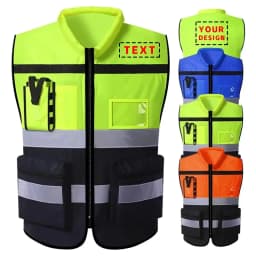 Custom Logo Safety Vest Hi Vis Vest Multi Pocket Construction Workwera ANSI Class 2 Standard Safety Volunteer Uniform