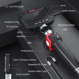 Ralcam Articulating Borescope 2-Way 180° Endoscope 3.9mm Inspection Camera 5.0" Scree Pipe Camera 10 LED Lights Semi Rigid Cable
