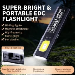 Portable COB Work Flashlight With Clip, Type‑C Rechargeable Emergency Torch, 5 Lighting Modes, Handheld Pocket Light For Camping