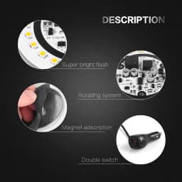 LED Rotating Flashing Strobe Light Blue Emergency Fire Truck Warning Lamp 9-24V Indicator Magnetic Signal Beacon Lights For Car