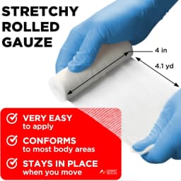 Premium Gauze Rolls 12-24 Pack 3-4' X 4.9yd Breathable Rolled Gauze Wrapped Bonus Tape First Aid Conforming Gauze Wrap Wounds