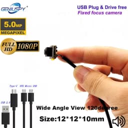 12*12mm Smallest Size Industry 30Fps 2MP 5MP UVC Usb Camera Module Audio 2592x1944P 1080P FOV 120° Fixed Lens For Machine use