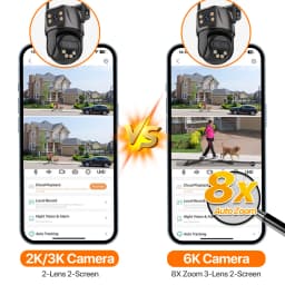 IP Camera 6K 9MP HD WiFi Outdoor Camera 8x Zoom Three Lens Dual Screen Home Security PTZ Camera 6MP Video Surveillance ICSee