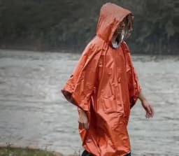 LIFE poncho Emergency Survival Rain Poncho Thermal Survival Space Blanket Raincoat Heat Reflective Waterproof for Camping Hiking