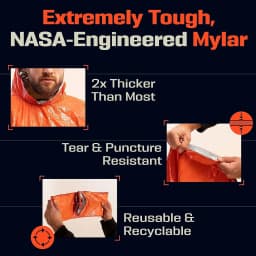 LIFE poncho Emergency Survival Rain Poncho Thermal Survival Space Blanket Raincoat Heat Reflective Waterproof for Camping Hiking