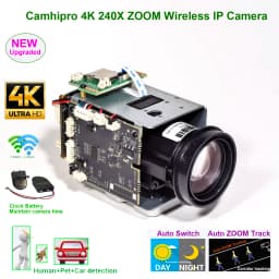 CamhiPro 4K 8MP 240X Zoom WiFi Wireless IP Camera Auto IRIS P2P ONVIF IMX415 WiFi SD 256GB IP Camera
