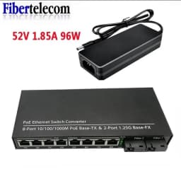 POE Switch 4 POE 2 Fiber 2F5GE Gigabit Ethernet Switch Media Converter Fiber Optical Uplink Port 10/100/1000M 65W 52V1.25A