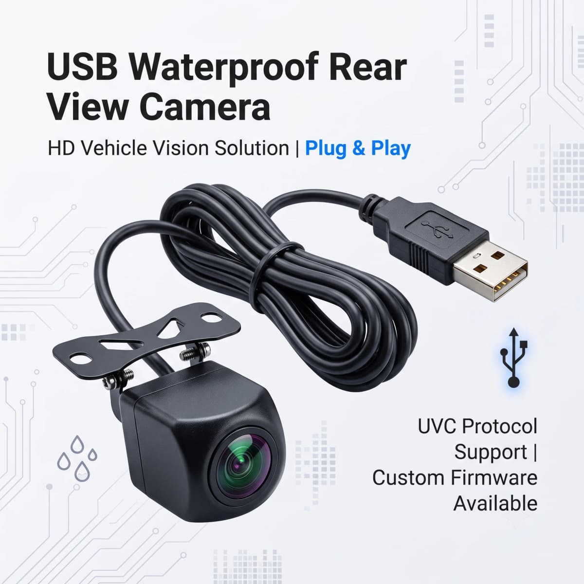 Vandal-Proof Wide View Angle UVC Plug Play Webcam Waterproof Underwater Front Rear Car USB Camera For Windows Linux Android Mac
