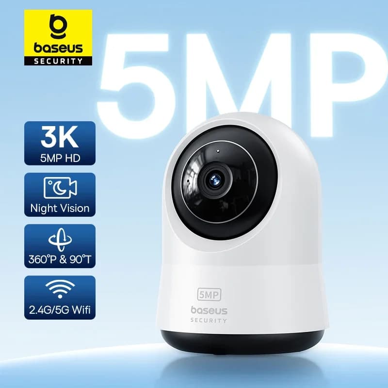 Baseus 5MP 3K WiFi IP Camera 2.4G/5G Wireless Indoor Security Protection Pan&Tilt 8x Digital Zoom Mini Cam Surveillance Cameras