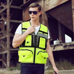 Custom LOGO Safety Vest With Tool Pockets Breathable Work gilet High Visibility Vest Mesh Safety Vest Workwear