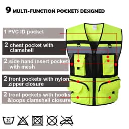 Custom LOGO Safety Vest With Tool Pockets Breathable Work gilet High Visibility Vest Mesh Safety Vest Workwear