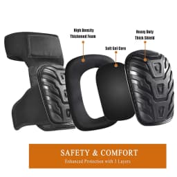2 Piece Professional Knee Pads for Work Heavy Duty Foam Padding Gel Construction Knee Pads with Strong Double Straps