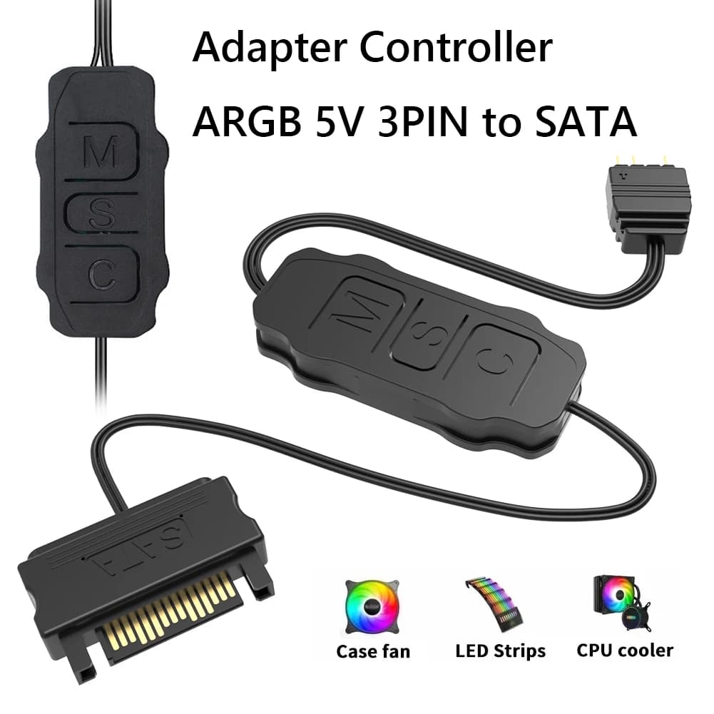 5V 3PIN ARGB Controller ARGB 5V 3PIN To SATA Interface Extension Cable RGB Sync Controller Cable for PC Case Fan