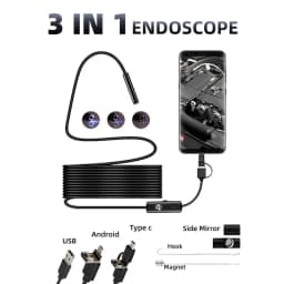 Practical 7MM Android Endoscope 3 in 1 USB/Micro USB/Type-C Borescope Inspection Camera IP67 Waterproof for Smartphone Computers