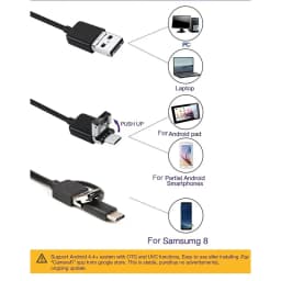 Practical 7MM Android Endoscope 3 in 1 USB/Micro USB/Type-C Borescope Inspection Camera IP67 Waterproof for Smartphone Computers