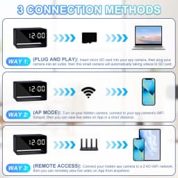 1080P Mini Clock Camera Remote Viewing With Night Vision and Motion Detection 140° Wide Angle Photo Video Recorder For Household