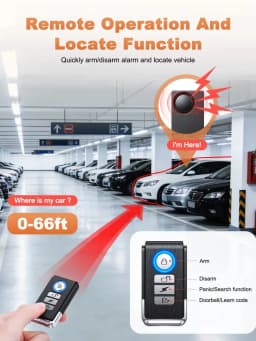 Extractme 110dB Anti-Theft Alarm Wireless Vibration Alarm with Remote Control Door and Window Alarm Car Alarm Security System