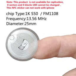 10pcs RFID 13.56MHz Smart Tag 14443A MF F08 Classic 1K S50 Wet Inlay Sticker Lable Andriod NFC Tags For Access Control System