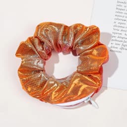 Hidden Safe Hair Tie Laser Cloth Rainbow Hair Scrunchie Hidden Storage Compartment With Zip Stash Pocket Woman Travel Safe