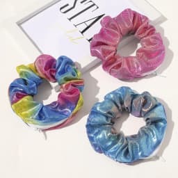 Hidden Safe Hair Tie Laser Cloth Rainbow Hair Scrunchie Hidden Storage Compartment With Zip Stash Pocket Woman Travel Safe