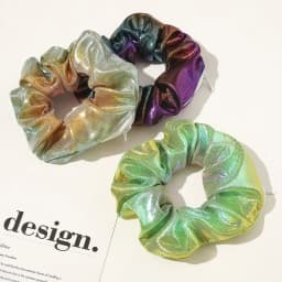 Hidden Safe Hair Tie Laser Cloth Rainbow Hair Scrunchie Hidden Storage Compartment With Zip Stash Pocket Woman Travel Safe