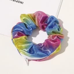 Hidden Safe Hair Tie Laser Cloth Rainbow Hair Scrunchie Hidden Storage Compartment With Zip Stash Pocket Woman Travel Safe