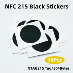 10/50/100pcs RFID NFC Ntg215 Tags Black Sticker 13.56MHz NFC 215 Adhesive Labels 25MM 504 Bytes NFC Personal Automation NFC215