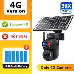 SHIWOJIA 6K 12MP 4G Solar Camera 36X Zoom DualLens Recording Humanoid Tracking Outdoor WIFI Camera Metal Waterproof CCTV 12000mA