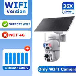 SHIWOJIA 6K 12MP 4G Solar Camera 36X Zoom DualLens Recording Humanoid Tracking Outdoor WIFI Camera Metal Waterproof CCTV 12000mA