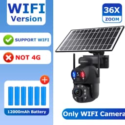 SHIWOJIA 6K 12MP 4G Solar Camera 36X Zoom DualLens Recording Humanoid Tracking Outdoor WIFI Camera Metal Waterproof CCTV 12000mA