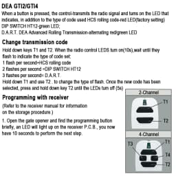 DEA 433MHz Remote Control For DEA GT2 GT4 GTI2N GTI4N MIO TR2 TR4 Garage Door Openner Garage Command Rolling Code 433.92MHz