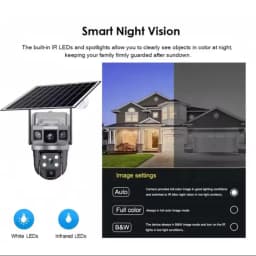 V380Pro Solar Camera 4G Sim Card Camera Triple Screen WiFi Network Security CCTV Built-in Battery PIR Night Vision HD PTZ Camera