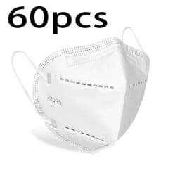 20/40/60pcs White and Black 5-Layer KN95 Masks, with Breathable Elastic Earrings, Filtration Efficiency of 95%, Dustproof