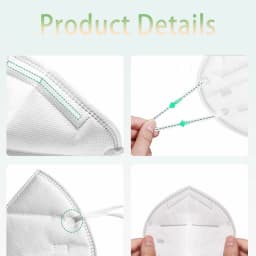 20/40/60pcs White and Black 5-Layer KN95 Masks, with Breathable Elastic Earrings, Filtration Efficiency of 95%, Dustproof