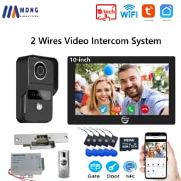 10 Inch Tuya Smart Wifi Video Intercom Doorbell with Electric Strike Lock 1080P 2 Wires Video Doorphone System Wireless for Home