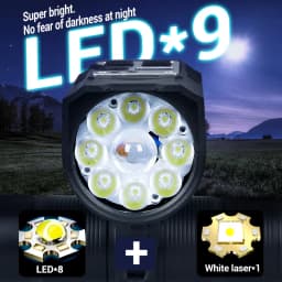 9LED Cycling Torch Type C Rechargeable Bike Flashlight Ultralight Handlebar Lights Outdoor Whaterproof Lantern for Bicycle