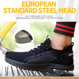 Lightweight Men's Safety Shoes Steel Toe Men's Work Shoes Slip Resistant Reinforced Shoes Man Fashion Breathable Sneaker