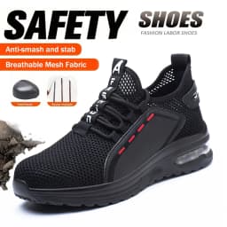 Lightweight Men's Safety Shoes Steel Toe Men's Work Shoes Slip Resistant Reinforced Shoes Man Fashion Breathable Sneaker