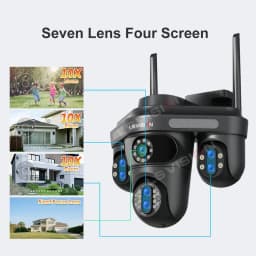 LS VISION 4 Screens WiFi IP Camera Outdoor 35MP 10X Zoom Security Video Monitor Night Vision Waterproof CCTV Cameras PTZ 10K Cam