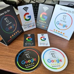 NFC 215 Programmable Card - Google Review Sticker, 13.56Mhz Waterproof NFC Tag, Stand Table Station for Business Promotion