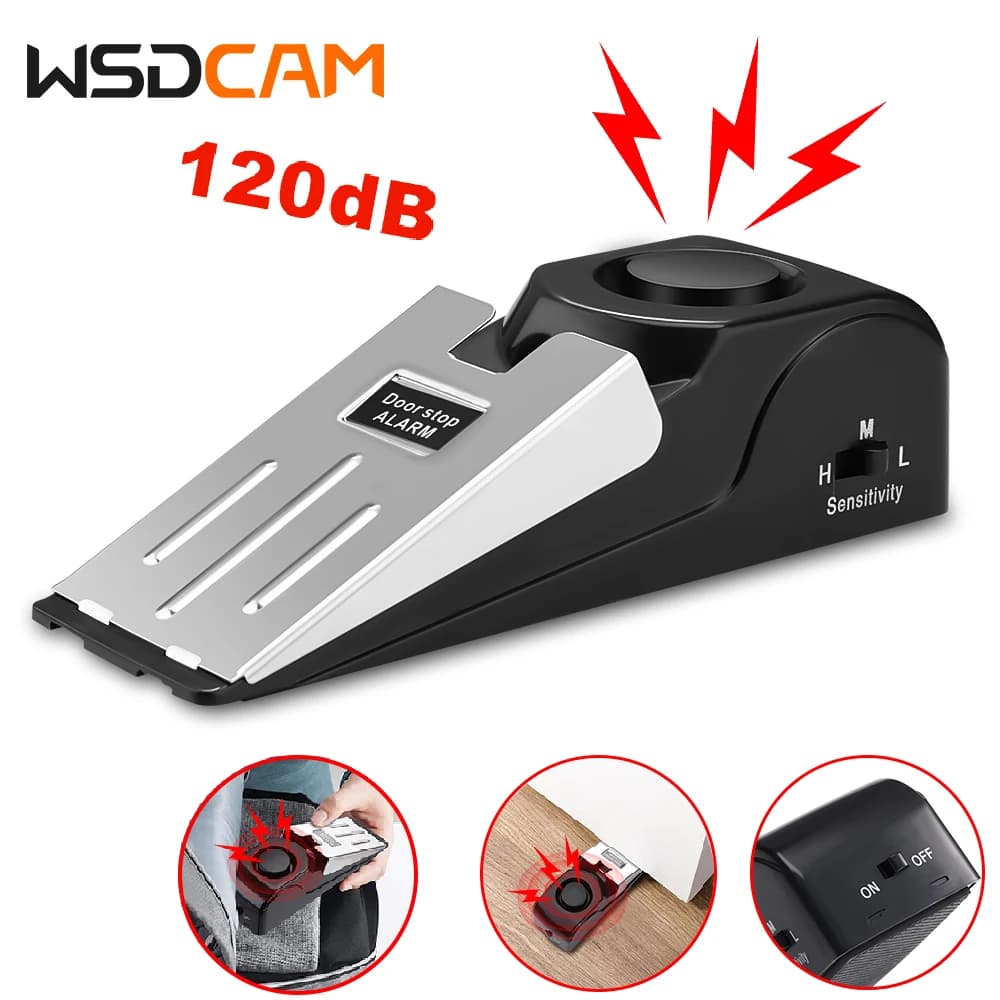 120 dB Anti-theft Burglar Stop System Security Home Alarm System Door Block Blocking Home Wedge Stopper Shaped Safety Stopper