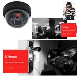 Black Fake Dome Camera Red Flashing LED Light Dummy CCTV  Home Office Surveillance Security System