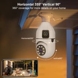 8MP HD PTZ WiFi Dual Lens Dual Screen E27 Bulb Camera Tuya Smart Life Security Video Surveillance Camera Ai Human Auto Tracking
