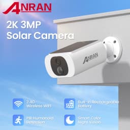 ANRAN Outdoor Solar Security Camera with Battery 3MP 2.4G WIFI Camera Battery Cloud Storage Color Night Vision Can't Add NVR
