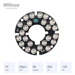 Witrue IR LED Board 24 Grain 850nm 90 Degree Diameter 44MM CCTV Accessoriesfor Surveillance Security Cameras