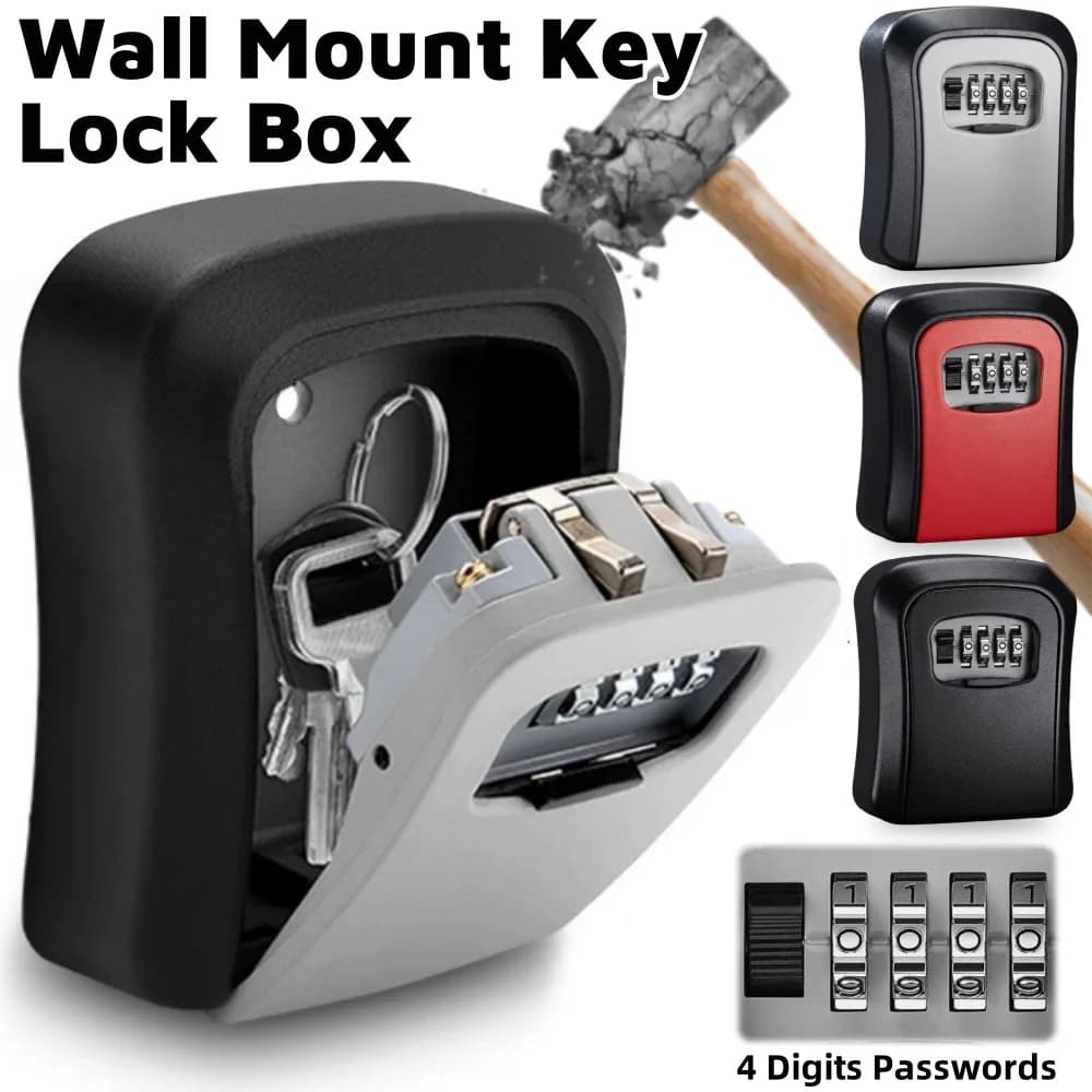 1pc Wall Mount Key Lock Box,4 Digit Password Code Security Lock,Secure Home Hotel Emergency Travel,Storage Box Organizer