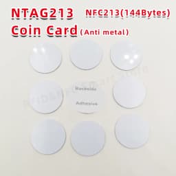 10/50/100pcs NFC Coin Card NT/AG 213 Anti-metal 13.56MHZ 144 Bytes 35mm Universal Metal surface available RFID Nt/ag213 nfc tags
