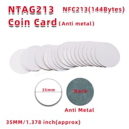 10/50/100pcs NFC Coin Card NT/AG 213 Anti-metal 13.56MHZ 144 Bytes 35mm Universal Metal surface available RFID Nt/ag213 nfc tags