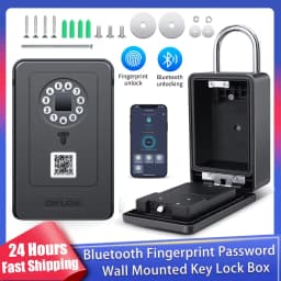 New Bluetooth Fingerprint Password Key Lock Box Waterproof Wall Mounted Door Hanging Safe Deposit Box Smart OKLOK Management
